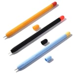 Pack de 3 étuis pour Apple Pencil 1ère / 2ème génération Housse de Protection pour iPad Pen Grip Holder Accessoires (avec 6 Capuchons de Stylet)