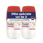 ETIAXIL - Déodorant Anti-transpirant - Transpiration Modérée - Aisselles - Extrême 96h - Peaux Normales - Efficacité 96h - Roll on - 50 ml - Lot de 2