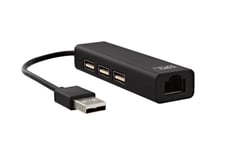 TNB Adaptateur et convertisseur Tnb HUB USB 3 PORTS USB-A 2.0 + 1 PORT RJ45 FEMELLE NOIR