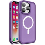 Coque magnétique avec MagSafe pour iPhone 15 Pro, trous pour lanière violets