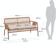 Samanta, Udendørs 2-personers sofa by Kave Home (H: 73 cm. B: 133 cm. L: 73 cm., Beige)