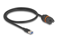 Delock - USB-förlängningskabel - USB typ A (hane) till USB typ A (hona) skyddslock - 60 cm - built-in sealing cap, M20 thread, dust and waterproof (IP68) - svart