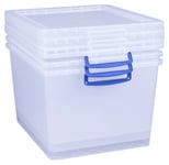 Really Useful Box 3 x 33.5L Plastic Nesting Boxes - Clear