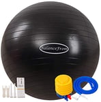 Signature Fitness Ballon d'exercice Anti-éclatement et antidérapant pour Yoga, Fitness, Accouchement avec Pompe Rapide, capacité de 0,9 kg, Noir, 45,7 cm, S