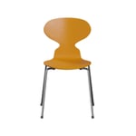 Fritz Hansen Myran 3101 stol burnt yellow, målad ask, kromat stålstativ