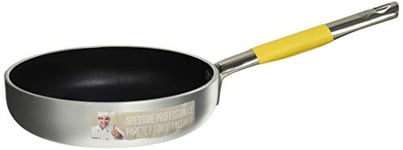 Pentole Agnelli Ligne Cookware System Poêle évasée Haute à Sauter avec Manche Tubulaire INOX Radiant Cool, Jaune volaille 20 cm Argento/Giallo