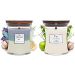 Woodwick Medium Hourglass Trilogy Scented Candle | Calming Retreat | with Crackling Wick | Burn Time & WoodWick Scented Candle, Linen Medium Hourglass Candle, with Crackling Wick, Burn Tim
