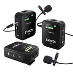 Wireless Lavalier Microphone, SYNCO G2(A2) 2.4G Clip On Lapel Mic System with TFT Display for Smartphone Tablet Camera DSLR Youtube Live Streaming Vlogging, Wireless-Lavalier-Microphone-SYNCO-G2
