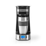 Nedis Kaffetrakter | Filter kaffe | 0.4 l | 1 Kopper | Skru på timer | Sort / Sølv