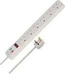 Brennenstuhl 6-Way Extension Lead with surge protection (2m cable, Power Strip with 80° angle of sockets, with switch)