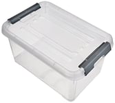 Curver Handy Plus storage box with lid 6L in Transparent/Silver, 24 x 16 x 14 cm