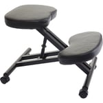 HHG - Siège assis à genoux 940 appui-genoux, tabouret, chaise bureau, réglable, similicuir, métal noir - black
