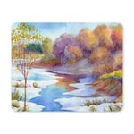 Sapling Tree Forest Near Frozen Rivulet in Bright Wintertime Day Rectangle Non-Slip Rubber Mousepad Mouse Pads/Mouse Mats Case Cover for Office Home Woman Man Employee Boss Work