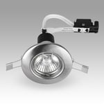 Pack of 6 - Silver Satin Nickel Plated Fixed Recessed Ceiling Spotlight Downlights - Complete with 6 x 5W GU10 Cool White LED Bulbs