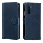 NOKOER Leather Case for Realme 6 Pro, Flip Cowhide PU Leather Wallet Cover, Card Holder Leather Protective Phone Case for Realme 6 Pro - Blue