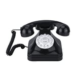 Garsent Vintage Wire Corded Landline Phone, Black Multi Function Plastic Home Telephone Retro Phone for Home/Office.