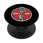 Vintage Microphone - Vocalist Standup Podcast On Air Radio PopSockets PopGrip - Support et Grip pour Smartphone/Tablette avec un Top Interchangeable