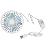 Car Electric Fan 3‑Gears Adjustment Portable Radiator Cooling Fans Scratch‑Resistant Mini Fan with Night Light and 4‑Blade for Car(White)