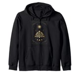 Death Moth And Ornament Of Moon And Sun Phases Tarot Card Zip Hoodie