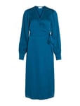 Viomi L/S Satin Wrap Dress/Su Blue Vila