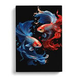 Siamese Fighting Fish Gothic Art No.3 Canvas Print for Living Room Bedroom Home Office Décor, Wall Art Picture Ready to Hang, 30x20 Inch (76x50 cm)