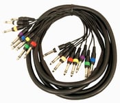 8 Way Cable Loom – 1/4" 6.35mm Stereo Jacks Colour Coded  3m Lead Length
