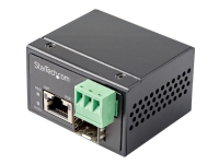 StarTech.com PoE+ Industrial Fiber to Ethernet Media Converter 30W, SFP to RJ45, Singlemode/Multimode Fiber Optic to Copper Gigabit Ethernet, Mini/Compact Size, IP-30/ -40 to +75C, 1Gbps - Mini Media Converter (IMC1GSFP30W) - Fibermedieomformer - 1GbE - 1000Base-SX, 1000Base-T - RJ-45 / SFP (mini-GBIC) - opp til 10 km