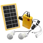 Solar Power Panel Generator Kit 5V USB-laddare Hemsystem med 3 LED-lampor