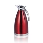 1.5L/2L Optional Durable Stainless Steel Coffee Tea Pot,Multifunctional Double Wall Vacuum Insulated Thermo Jug Hot for Home Hotel Restaurant Coffee(2L-Red)