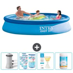 Intex Pyöreä puhallettava Easy Set uima-allas - 366 x 76 cm - Sininen - Sisältää pumpun Suodattimet - Testiliuskat - Kloori Tarvikkeet Mukaan Lukien