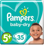 Pampers Baby Dry Nappies Size 5+, Pack of 35
