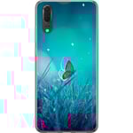Huawei P20 Transparent Mobilskal Blå fjäril