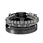 4-pack Lyxiga Krona Kub Charm Armband för Män Trendig Romerska Siffror Rostfritt Stål Armband Set Smycken Present 3