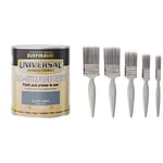 Rust-Oleum Universal Gloss Slate Grey 750ml AMZ0117 and Harris Essentials Walls & Ceilings Paint Brush Set | Pack of 5 | 0.5", 1", 1.5", 2"