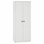 Armoire RESIDENCIA penderie style mexicain 2 portes en pin lasuré blanc