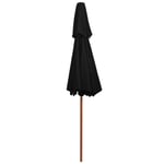 Dobbelt parasol med træstang 270 cm sort