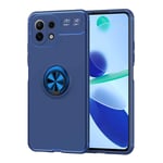 GOKEN Case for Xiaomi Mi 11 Lite 5G | Mi 11 Lite, TPU Shockproof Phone Cover with 360° rotating ring Kickstand, Slim Soft Silicone Bumper Protective Shell, blue+blue