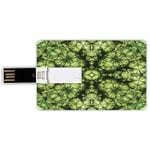 8G USB Flash Drives Credit Card Shape Tie Dye Decor Memory Stick Bank Card Style Weird Abstract Original Pattern with Fold Form Free Artisan Rattling Surreal Image,Green Waterproof Pen Thumb Lovely J