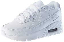 NIKE AIR Max 90 LTR (PS) Sneaker, White/White-Metallic Silver-White, 31.5 EU