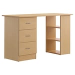 HOMCOM Bureau Informatique Table Multi-Fonctions 3 tiroirs 2 étagères dim. 120L x 49l x 72H cm MDF Aspect Bois Clair