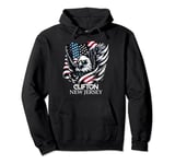 Clifton New Jersey 4th Of July USA American Flag Pullover Hoodie