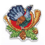 RTO EHW034 Kit de broderie au point de croix Motif oiseau sur plaque en bois Coton Multicolore 8 x 7,7 cm