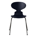 Fritz Hansen - Myran 3101 färgad askfanér stålstativ varm grafit midnight blue - Matstolar - Arne Jacobsen - Blå - Metall/Trä