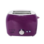 2 Slice Wide Slot Toaster - with Defrost, Heating Function & 6 Browning Settings, Automatic Breakfast Bread Sandwich Toaster for Household Use, 800W, 9.5 x 7.1 x 6.9 inch (Purple)