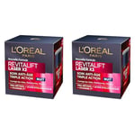 L'Oréal Paris - Crème Masque Nuit Triple Action Anti-Âge - Anti-Rides & Multi-Correction - Enrichi au Pro-Rétinol, à l'Acide Hyaluronique & à la Vitamine C - Revitalift Laser X3-50 ml (Lot de 2)