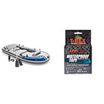 Intex Water Sports Intex Excursion 5 Inflatable Dinghy Man Boat with Aluminium Oars and Pump, Grey, 366 x 168 43 cms UK & T-Rex Waterproof Butyl Tape for Roof and Leak Repair 48mm x 1.52cm