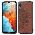 LLLi Mobile Accessories for HUAWEI Embossed Mandala Pattern Magnetic PC + TPU + Fabric Shockproof Case for Huawei Y6 Pro (2019) without Fingerprint Hole(Black) (Color : Brown)