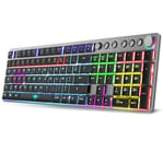 Spirit Of Gamer XPERT K1500, Clavier Gamer Mecanique Sans Fil & Bluetooth RGB, Touches 100% Anti-Ghosting Switch RED, Gaming Keyboard en Aluminum Azerty Français, Compatible Mac, IOS, Android & PC