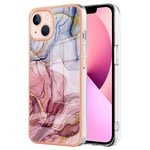 iPhone 15 Plus Plastdeksel - Rosa / Lilla Marmor