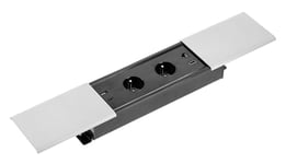GTV - Prise de meuble Prestino, multiprise, 2 prises Schuko, 1 x USB A, 1 x USB C, 1 x RJ45, 1 x HDMI, longueur du câble 1,5 m, couleur argent, pour bureau, plateau de table, cuisine et bureau